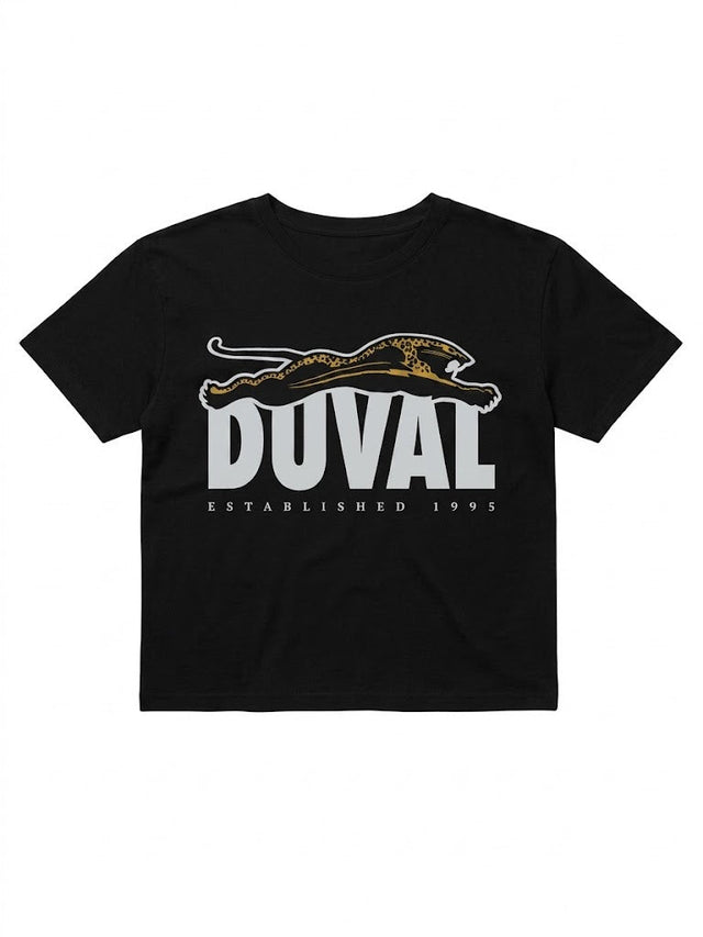 Duval Threads Women's 1995 Leaping Jaguar Black Crop