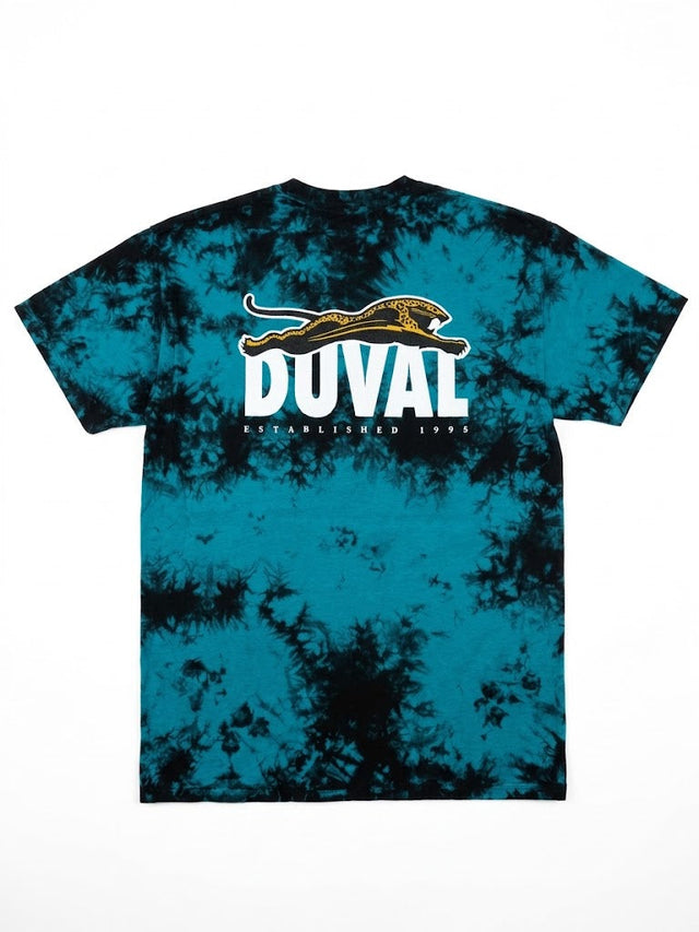 Duval Threads Men's 1995 Leaping Jaguar Zero G Tie Dye Tee