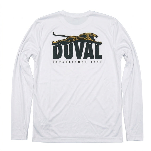 Duval Threads Men's 1995 Leaping Jaguar White Long Sleeve