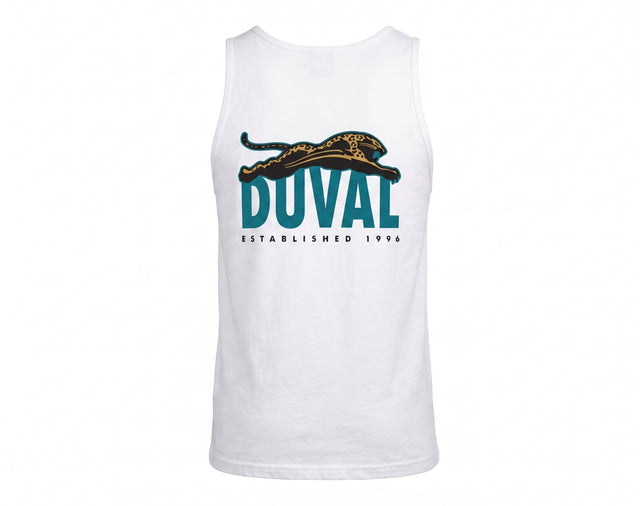 Duval Established 1995 white tank block print