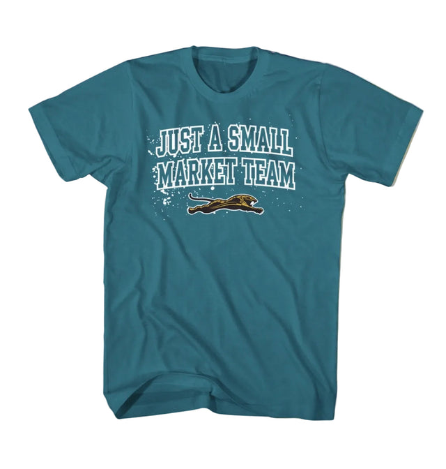 Duval Threads Men's Small Market Leaping Jaguar Teal Tee