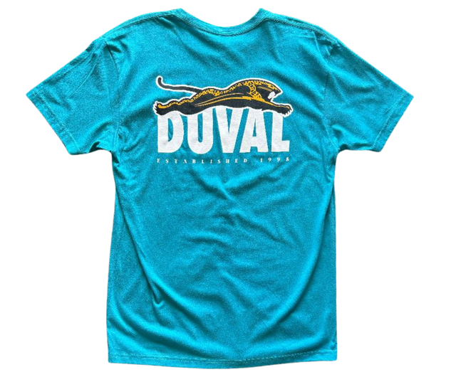 Duval Threads Men's Leaping Jaguar Teal Tee