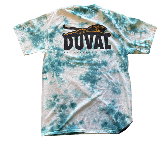 Duval Threads Men's Leaping Jaguar White Tie Dye Throwback Tee