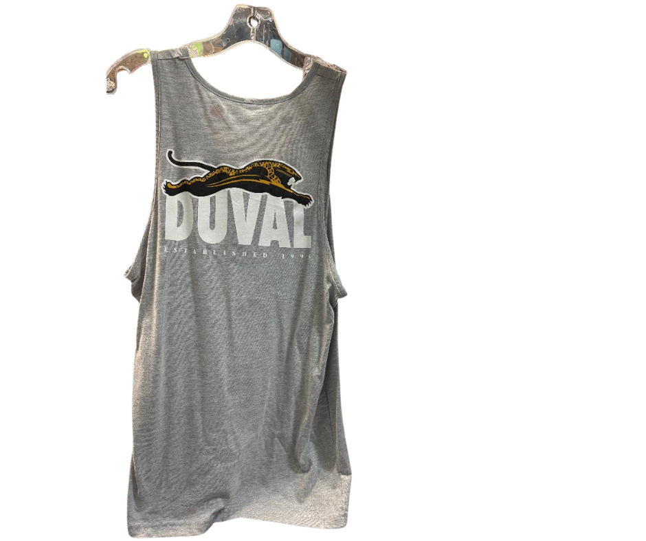 Duval Established 1995 grey tank block print