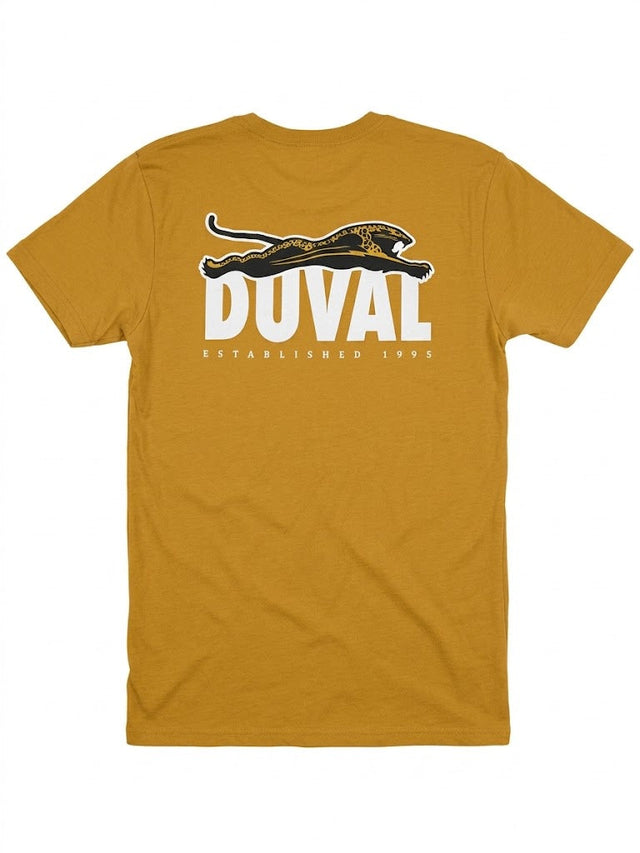 Duval Threads Men's 1995 Leaping Jaguar Antique Gold Tee