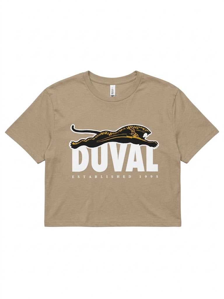 Duval Threads Women's 1995 Leaping Jaguar Tan Crop