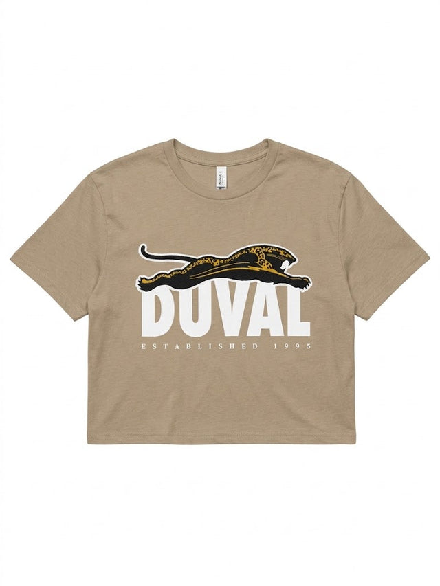 Duval Threads Women's 1995 Leaping Jaguar Tan Crop