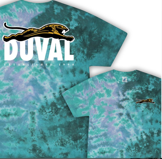 Duval Threads Men's Leaping Jaguar Tie Dye Throwback Tee
